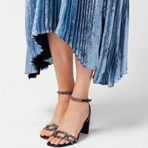 White House Black Market Black Strappy Heels with Hematite - NWT